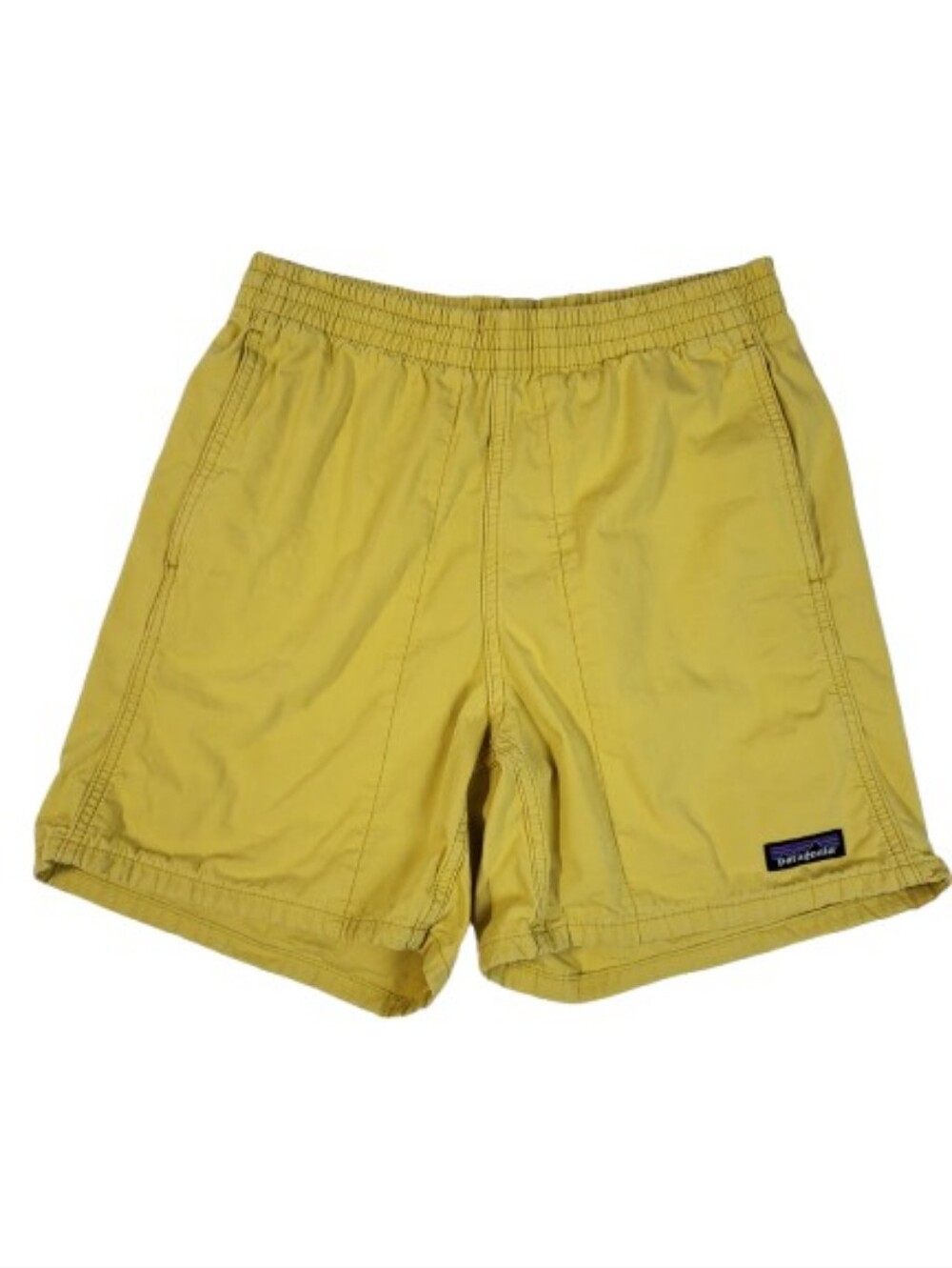Patagonia Funhoggers Shorts 6" Yellow Cotton Elastic Waist Men's Size S